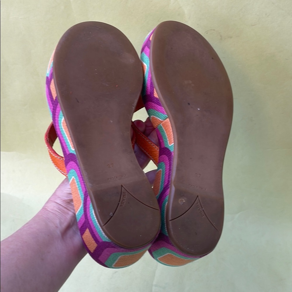 Vintage multicolored Prada Sandals with Geometric Pattern and Cushioned Sole - Picture 11 of 14